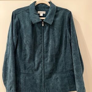 Christopher & Banks Teal Women’s Full Zip Jacket Long Sleeve Size Large